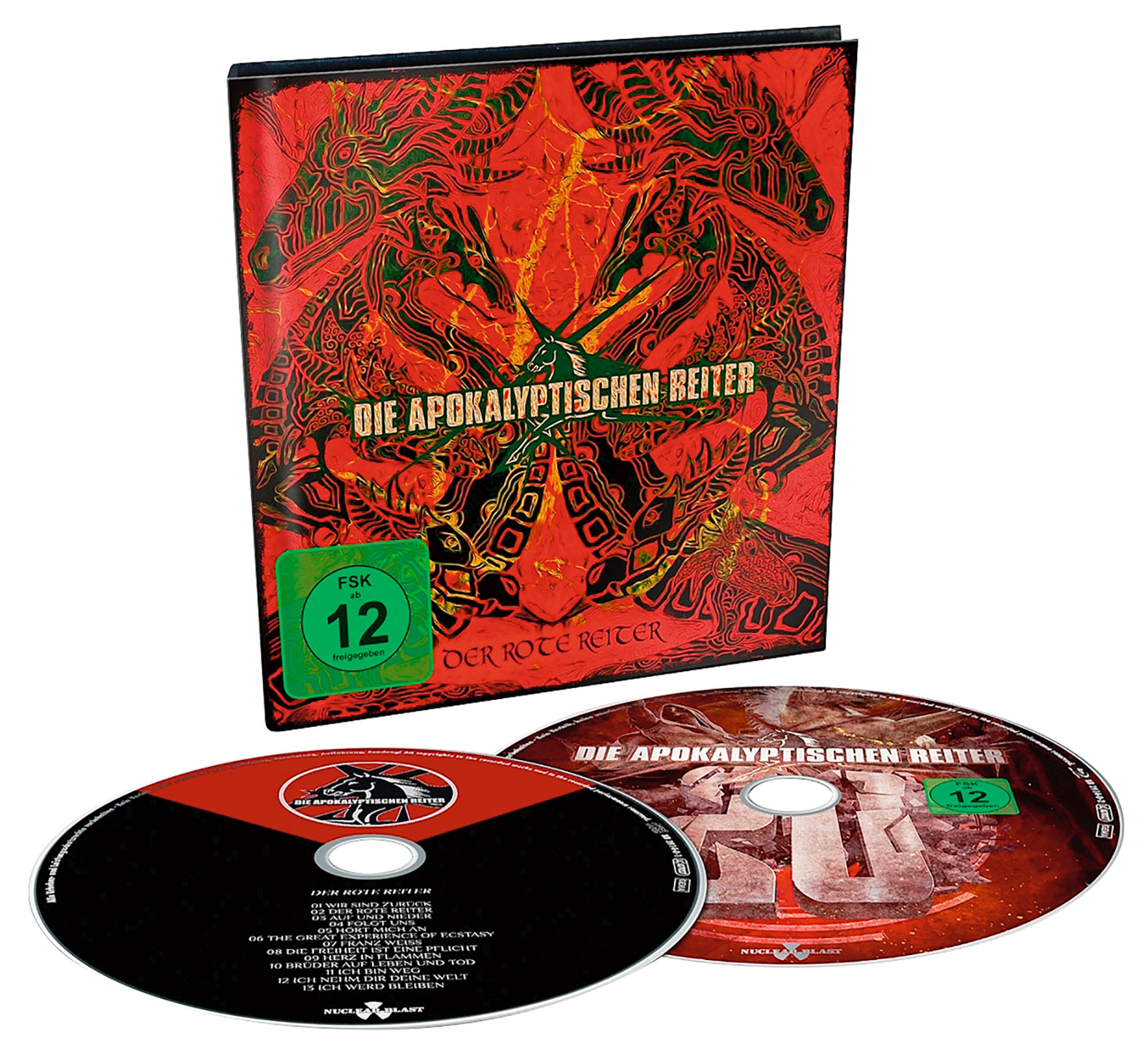 CD-Hülle mit 2 CDs und rotem Cover mit Design und Text auf Deutsch.