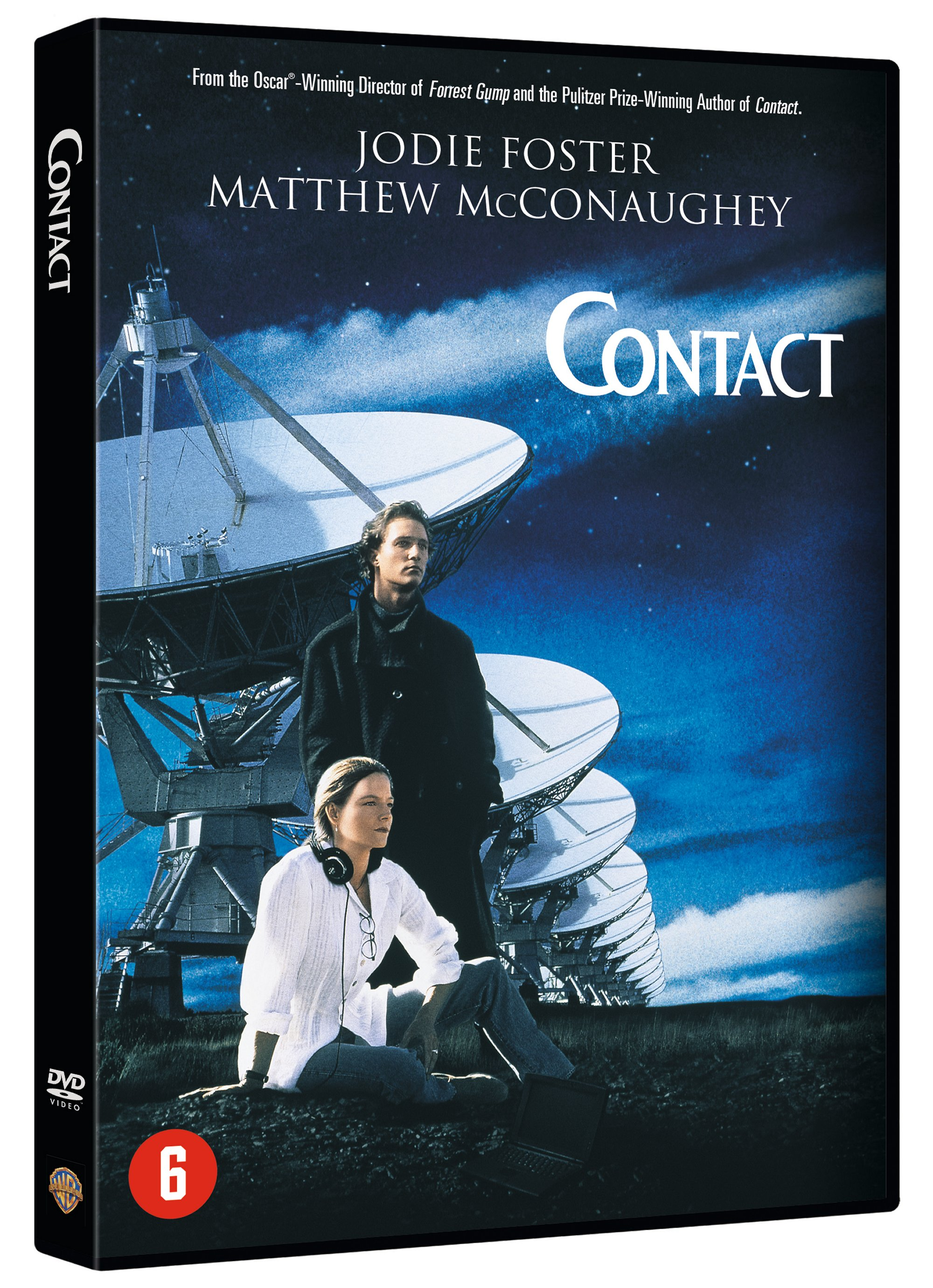 Boîtier DVD du film Contact avec Jodie Foster et Matthew McConaughey. Une scène de nuit.