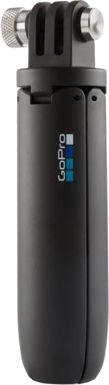 Zwarte GoPro selfiestick met een handvat en camerabevestiging.
