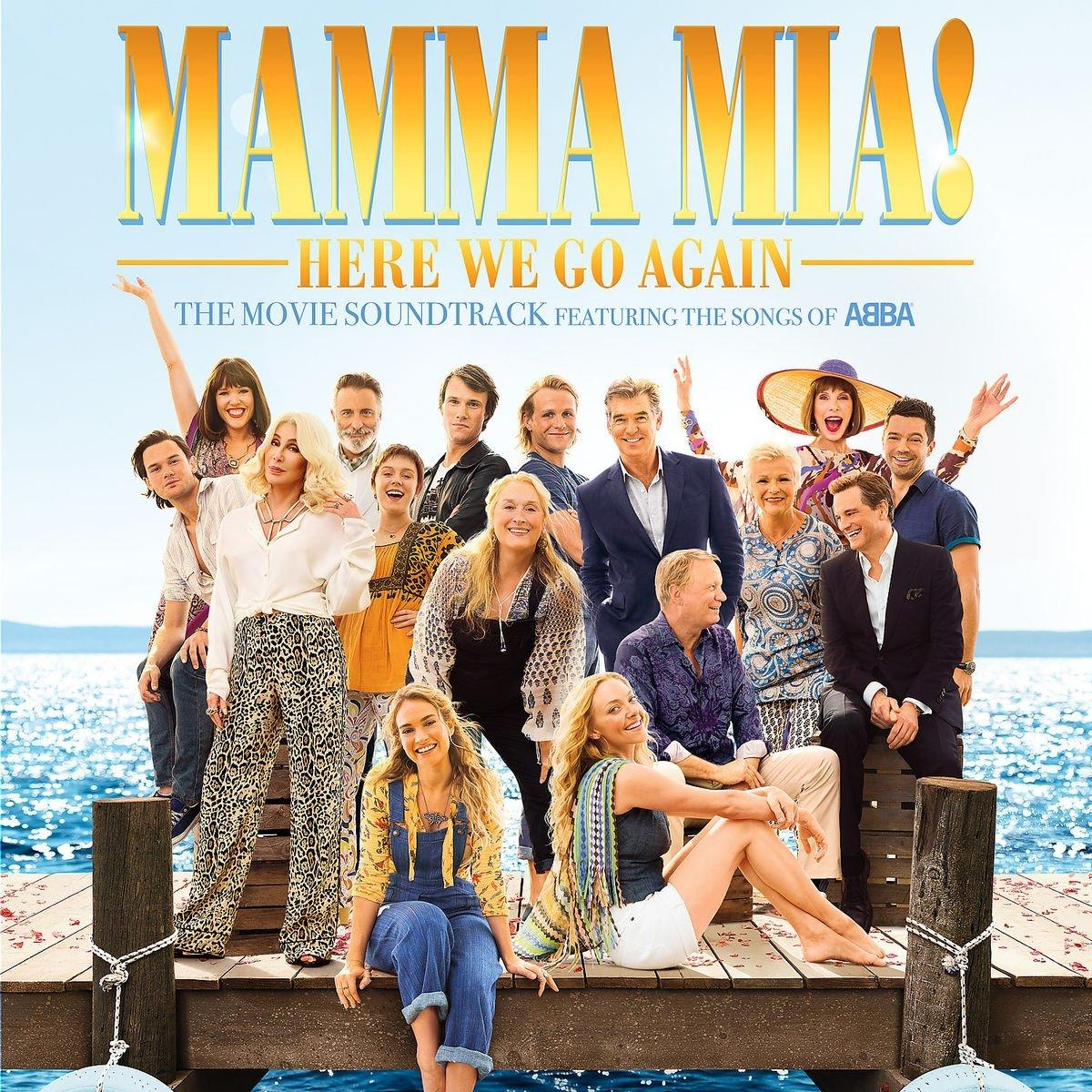 Mamma Mia! Here We Go Again Filmplakat mit Besetzung.