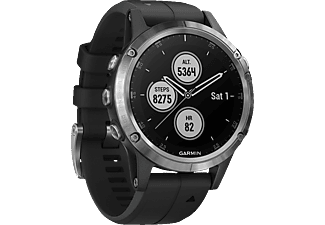 GARMIN Fenix 5 Plus Smartwatch Faserverstärktes Polymer Silikon, One Size / 22 mm, Silber/Schwarz
