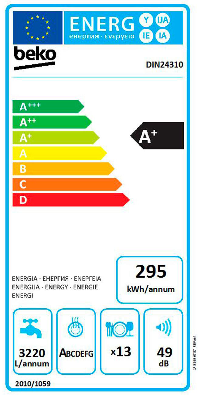 BEKO DIN-24310 beépíthető mosogatógép