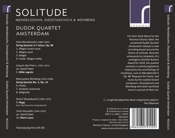 Dudok Quartet Amsterdam - Solitude  - (CD)