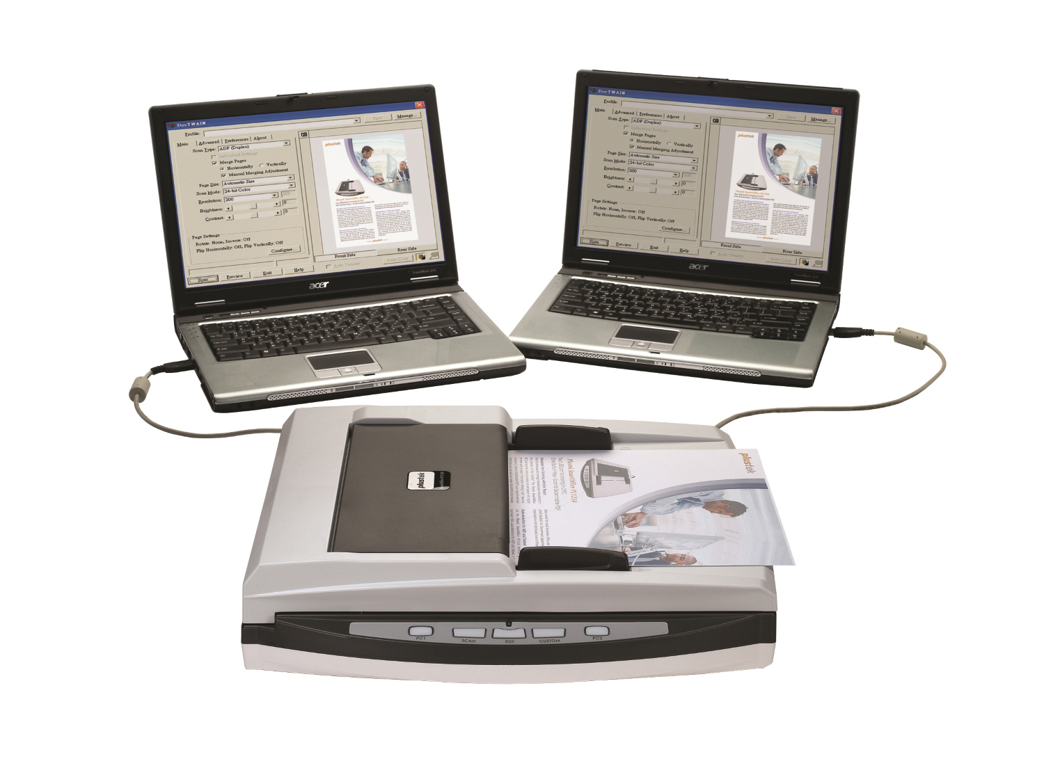 PLUSTEK SmartOffice PL1530 Dokumentenscanner , Flachbett: bis zu 600 x 1.200 dpi, ADF: bis zu 600 x 600 dpi, Dual-CIS
