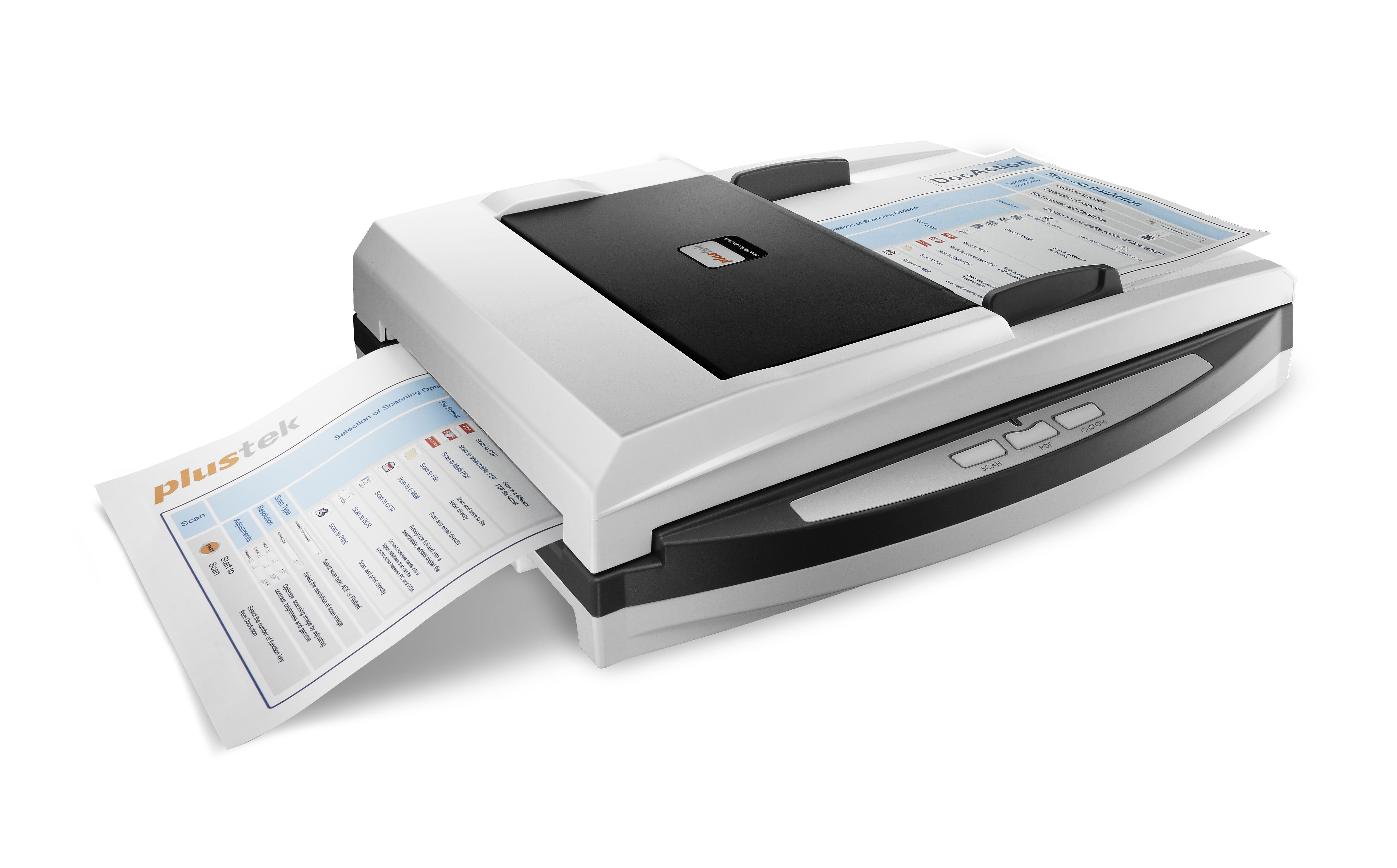 PLUSTEK SmartOffice PN2040 Netzwerk-Dokumentenscanner mit Flachbetteinheit , Flachbett: bis zu 600 x 1.200 dpi, ADF: bis zu 600 x 600 dpi, Dual CIS