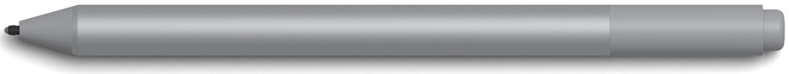A silver, cylindrical stylus pen with a black tip.