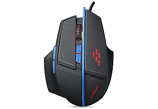 CROWN MICRO CMG-02 Slide Blue - Mouse da gioco, Wired, Ottica con LED, 3200 dpi, Nero/Blu