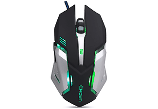 CROWN MICRO CMXG-622 Katana - Mouse da gioco, Ottica con LED, 2400 dpi, Nero/Grigio