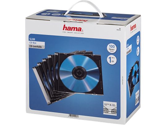HAMA 51270 CD SLIM BOX CLEAR/BLACK 100PCS - Leerhülle Slim (Transparent/Schwarz)