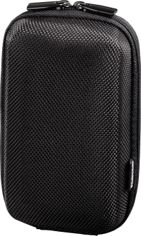 Un petit étui noir rectangulaire avec une fermeture éclair.