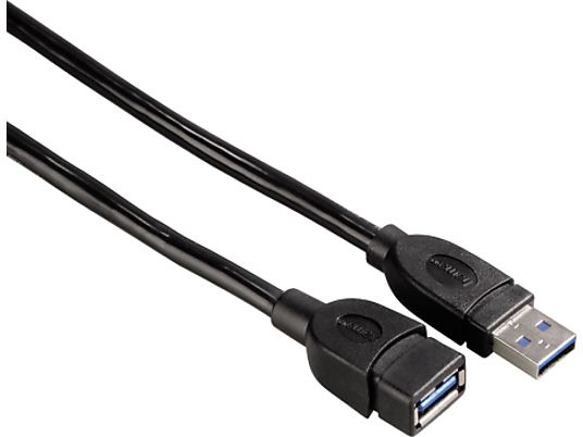 HAMA USB 3 Extension Cable, 50 cm - Câble de données, 0.5 m, Noir