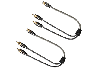 AIV 1 x Buchse - 2 x Stecker - 2 Stück - Cinch-Y-Kabel (Transparent)