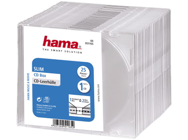 HAMA 51165 CD SLIM BOX CLEAR - CD-Leerhüllen (Transparent)