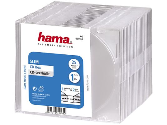 HAMA 51165 CD SLIM BOX CLEAR - CD-Leerhüllen (Transparent)