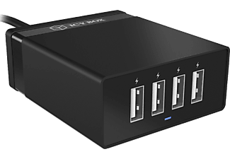 ICY BOX ICYBOX IB-CH402 - 4-Port caricabatterie rapido - USB - Nero - Caricatore rapido a 4 porte ()