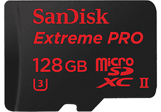 SANDISK SanDisk Extreme PRO microSDXC UHS-II - Scheda di memoria - 128 GB - nero / rosso - Scheda di memoria  (128 GB, 275, Nero)