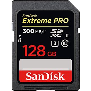 SANDISK ExtremePro 300MB/s U3 - SDXC-Cartes mémoire  (128 GB, 300 MB/s, Noir)