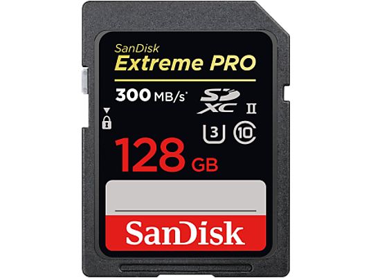 SANDISK ExtremePro 300MB/s U3 - SDXC-Speicherkarte  (128 GB, 300 MB/s, Schwarz)