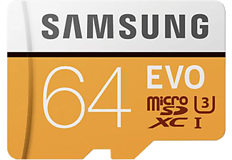 SAMSUNG SAMSUNG Evo - Micro SDXC - 64 GB - Bianco/Giallo - Scheda di memoria  (64 GB, 100 MB/s, Bianco/Giallo)