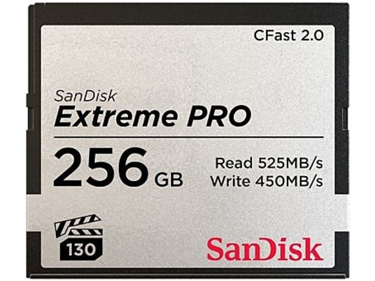 SANDISK CFAST Extreme PRO - Compact Flash-Speicherkarte  (256 GB, 525, Grau)