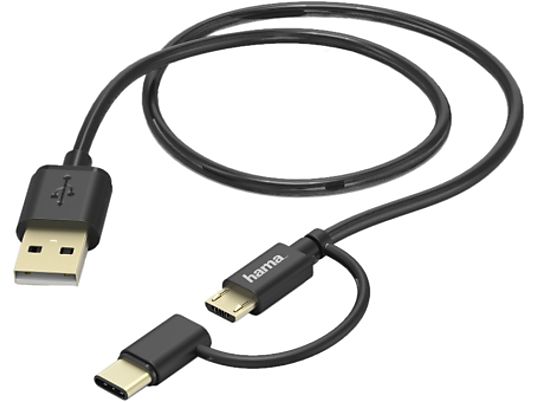 HAMA 2 in 1 Micro-USB Kabel - Datenkabel (Schwarz)