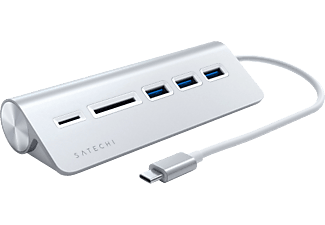SATECHI SATECHI Type-C Aluminum USB 3.0 Hub & Micro/SD Card Reader - Hub e lettore schede USB 3.0 - Argento - Hub USB e lettore di schede (Argento)