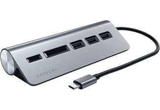 SATECHI SATECHI Type-C Aluminum USB 3.0 Hub & Micro/SD Card Reader - Hub e lettore schede USB 3.0 - Grigio - Mozzo USB (Grigio)