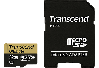 TRANSCEND microSDHC UHS-I U3M 32GB+AD - Speicherkarte  (32 GB, 95, Gold/Schwarz)