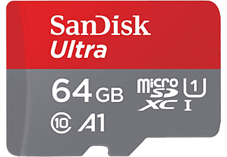 SANDISK microSDXC ULTRA 64Go - Carte mémoire  (64 GB, 100, Rouge/Gris)