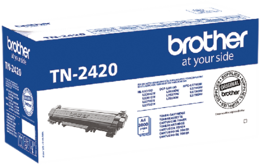 Cartouche de toner Brother TN-2420, fond blanc.