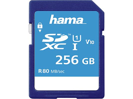 HAMA microSDXC Class 10 UHS-I 256Go - Carte mémoire  (256 GB, 80, Bleu)