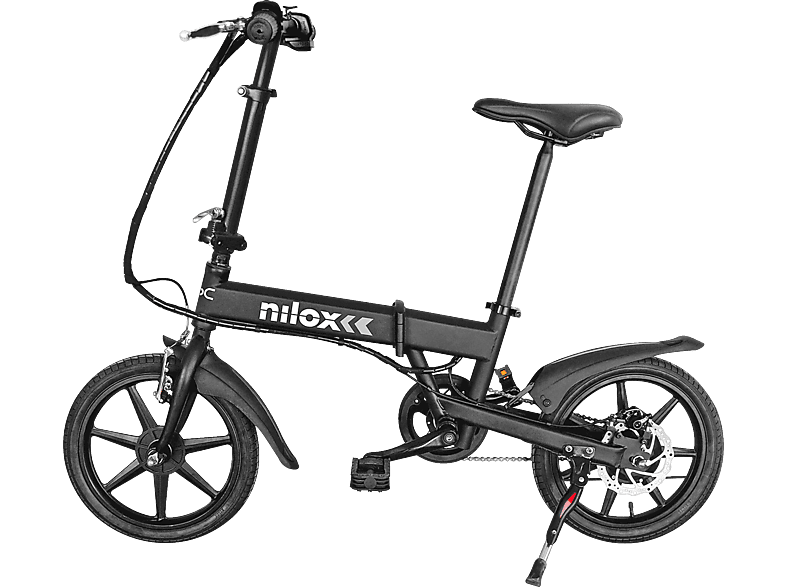 Bicicleta eléctrica - Nilox EBike X2, 25 km/h, 250W, Plegable, Negra