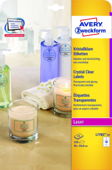 ZWECKFORM L7783-25 ETIKETTEN LASER CRYSTAL CLEAR -  (Weiss)