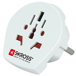 SKROSS Country Adapter World to Europe - Adaptateur de voyage (Blanc)