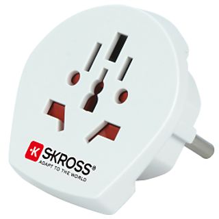 SKROSS SINGLE TRAVEL ADAPTER EUROPE (SCHUKO), - Reiseadapter (Weiss)