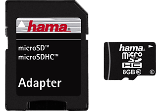 HAMA 108087 22MB/S CL10 +AD - Micro-SDHC-Speicherkarte  (8 GB, 22, Schwarz)