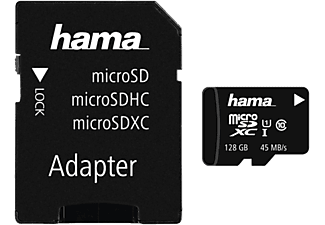 HAMA 114845 UHS-I CL10 +AD - Micro-SDHC-Cartes mémoire  (128 GB, 45, Noir)
