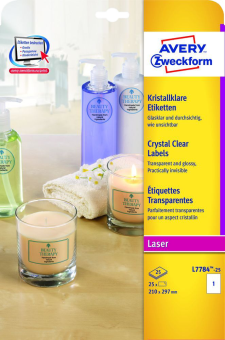 ZWECKFORM L7784-25 ETIKETTEN LASER CRYSTAL CLEAR -  (transparent)