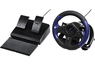 URAGE hama uRage GripZ - Volant Racing Wheel - Moteur intégré pour reproduire les vibrations - Noir/Bleu - Racing Wheel