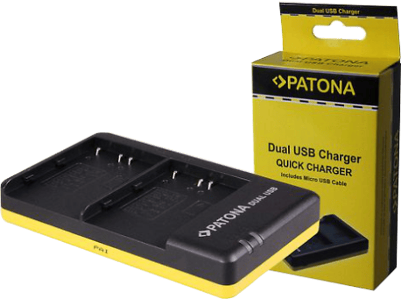 PATONA Dual USB NP-W126 - Ladegerät (Schwarz/Gelb)