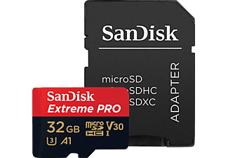 SANDISK microSDHC UHS-I 32GB+AD - Speicherkarte  (32 GB, 100, Schwarz/Rot)