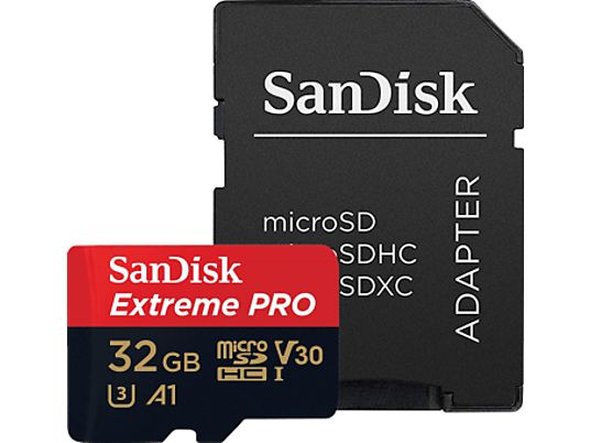 SANDISK microSDHC UHS-I 32GB+AD - Scheda di memoria  (32 GB, 100, Nero/Rosso)