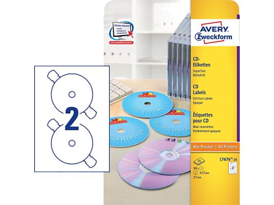 ZWECKFORM Étiquettes pour CD/DVD, Ø 117 mm, 50 étiquettes - 