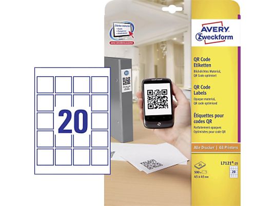 ZWECKFORM Etiquettes pour codes QR, 45 x 45 mm, 500 étiquettes - 