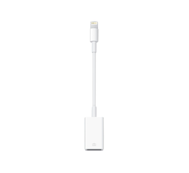 Un câble adaptateur blanc Lightning vers USB.