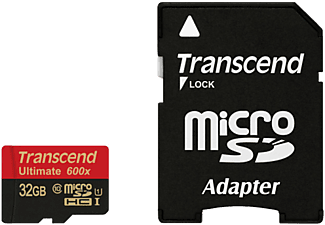 TRANSCEND 600X UHS-I CL10 - SDHC-Cartes mémoire  (32 GB, 20, Rouge/Noir)