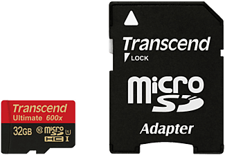 TRANSCEND Transcend microSDHC Class 10 (Premium), 32 GB, con adattatore - SDHC-Schede di memoria  (32 GB, 20, Rosso/Nero)