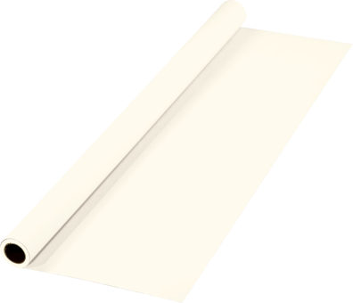 Eine cremefarbene Papierrolle ist teilweise abgerollt. Das Papier befindet sich auf schwarzem Hintergrund. Der Kern ist schwarz.