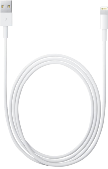 Câble de chargement blanc pour iPhone avec connecteur USB-A et connecteur Lightning.