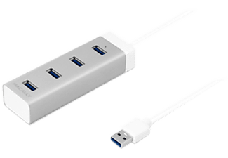 MACALLY U3HUBA 4-PORT HUB USB3 ALU - USB Hub (Siber/Weiss)